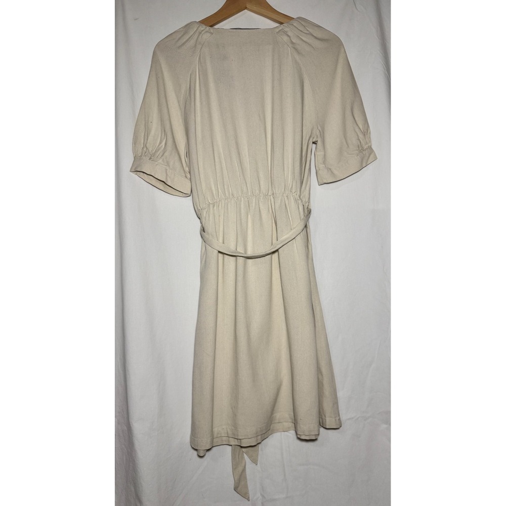 NWT VERO MODA Linen Blend Puff Sleeve Midi‎ Dress Birch Beige Tie Waist Size S - Picture 3 of 6
